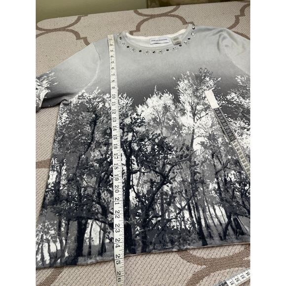 Alfred Dunner Alpine Lodge 3/4 sleeve gray/ white sweater, size large, MSRP $66 - Picture 5 of 9